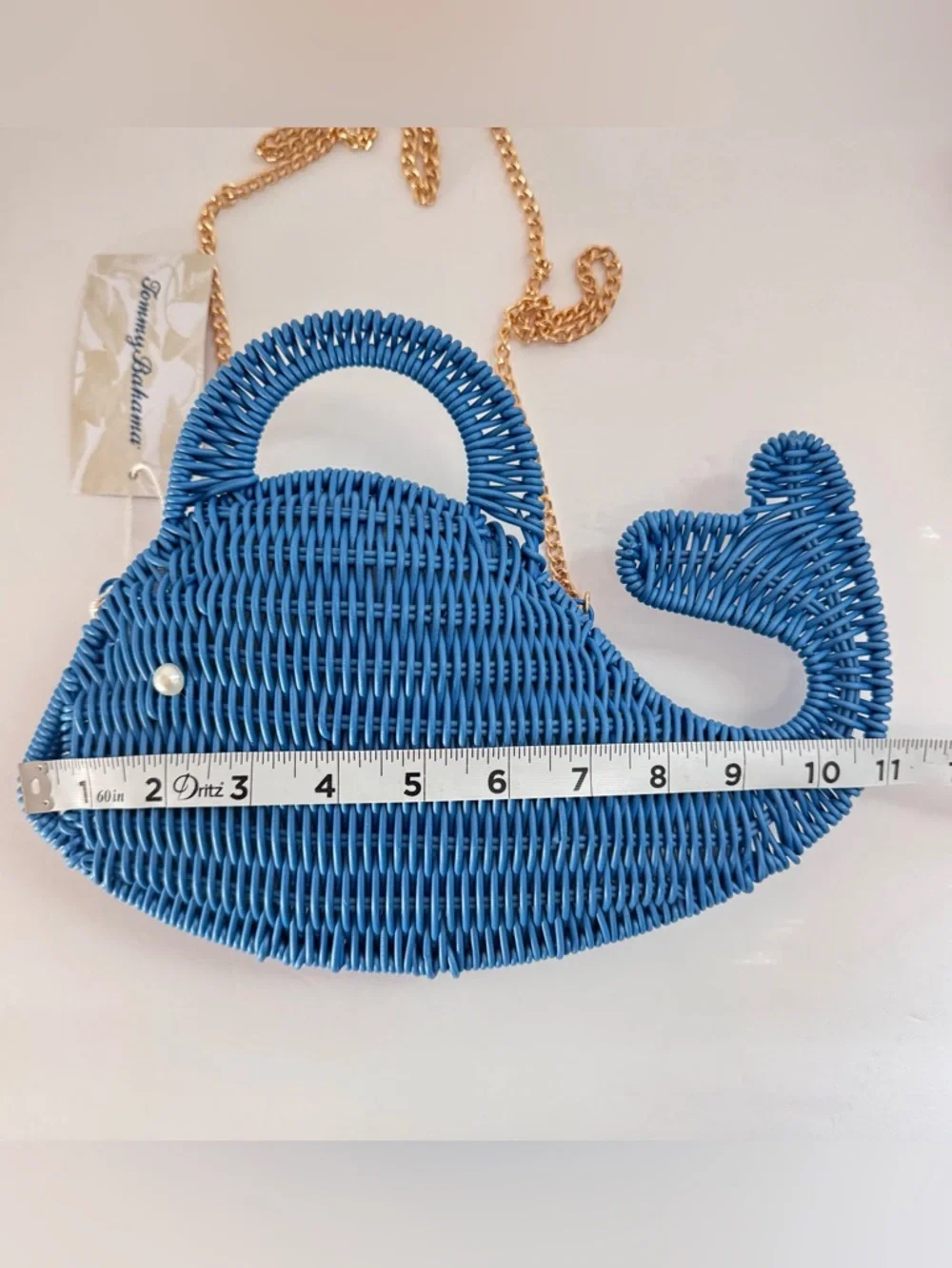 Tommy Bahama Whale Woven Crossbody Bag Blue NWT Novelty Beach Purse